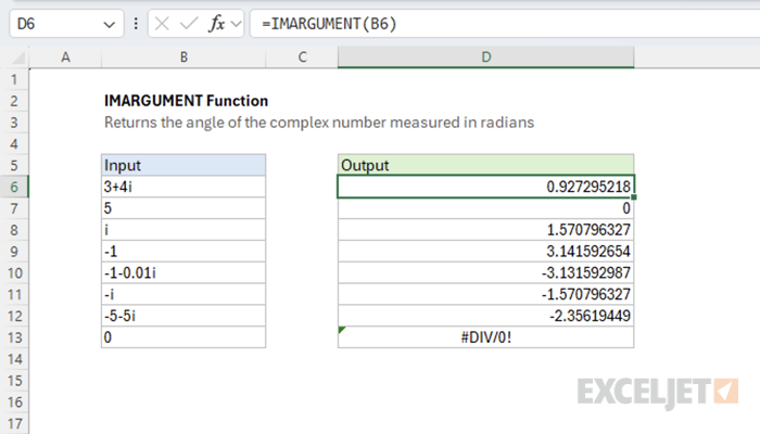 Excel IMARGUMENT Function