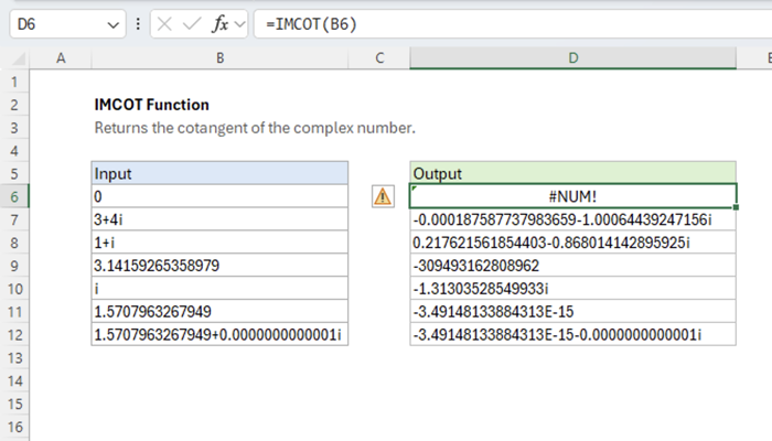 Excel IMCOT function | Exceljet