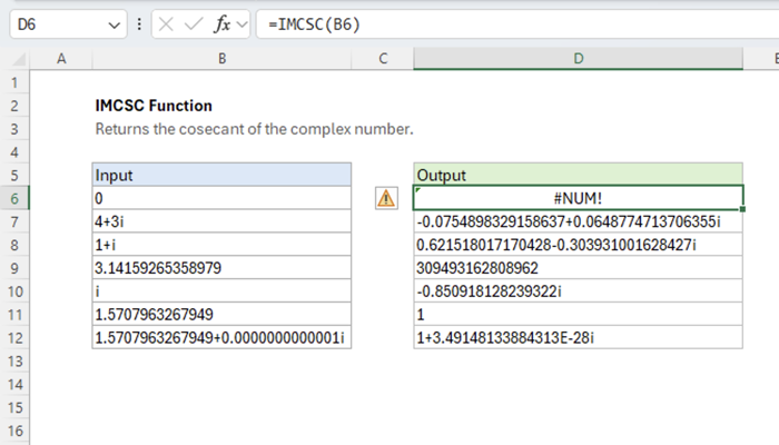 Excel IMCSC function | Exceljet