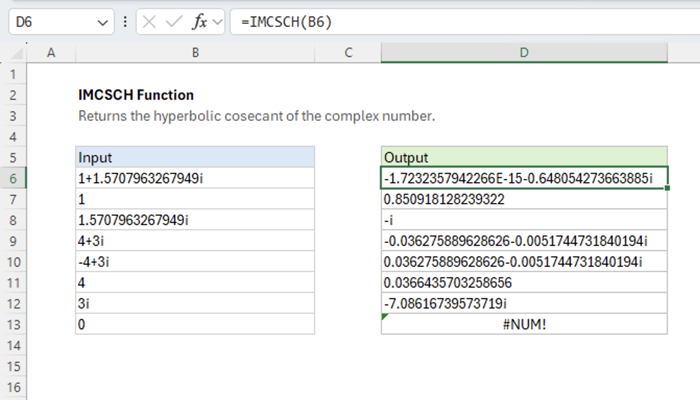 Excel IMCSCH function | Exceljet