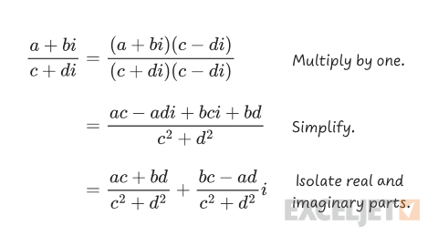 Complex division expressed as multiplication.