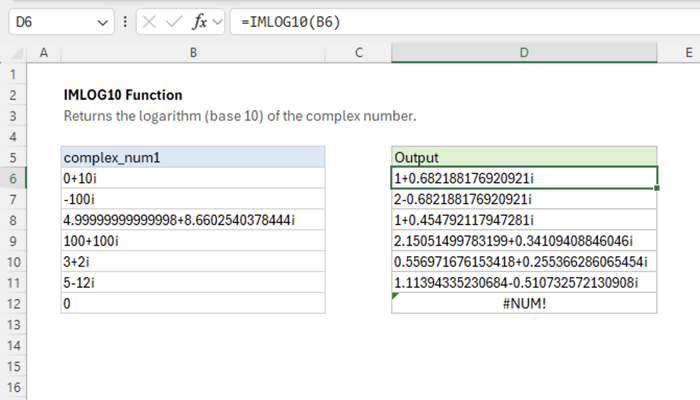 Excel IMLOG10 function | Exceljet