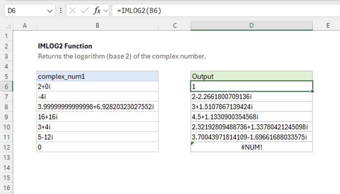 Excel IMLOG2 function | Exceljet