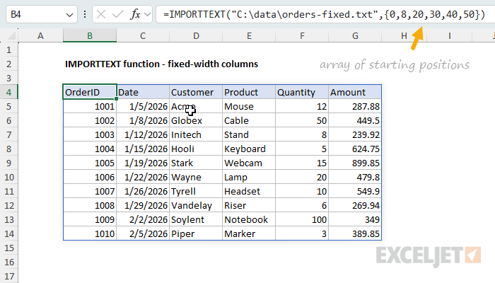 Import fixed-width columns