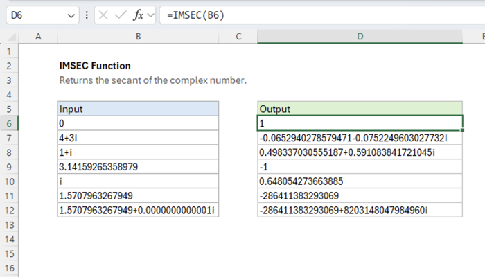 Excel IMSEC function | Exceljet