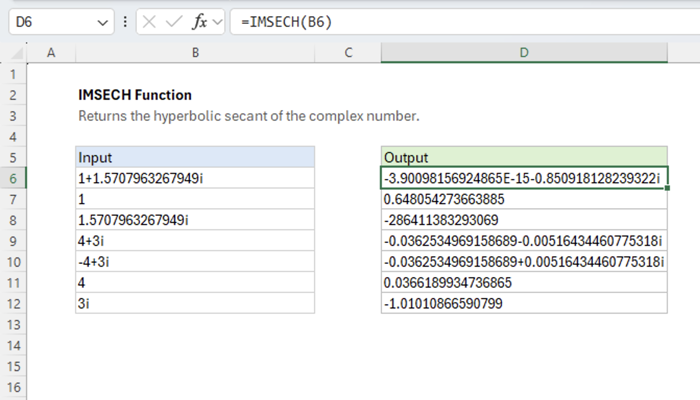 Excel IMSECH function | Exceljet