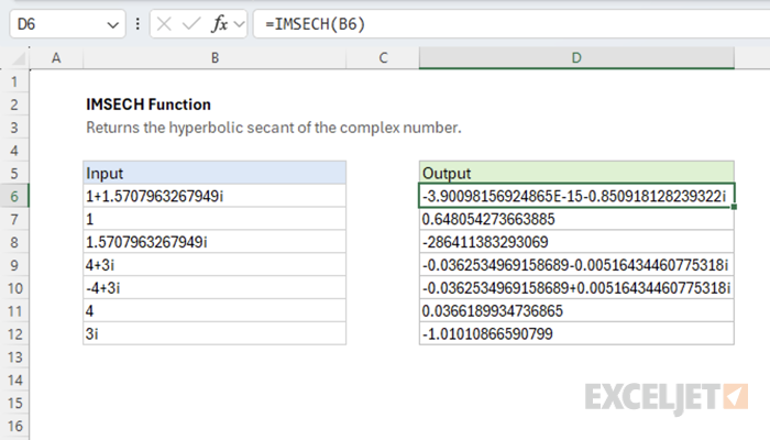 Excel IMSECH Function