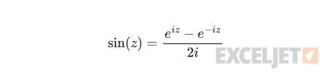 Sine of a complex number in terms of the exponential function.