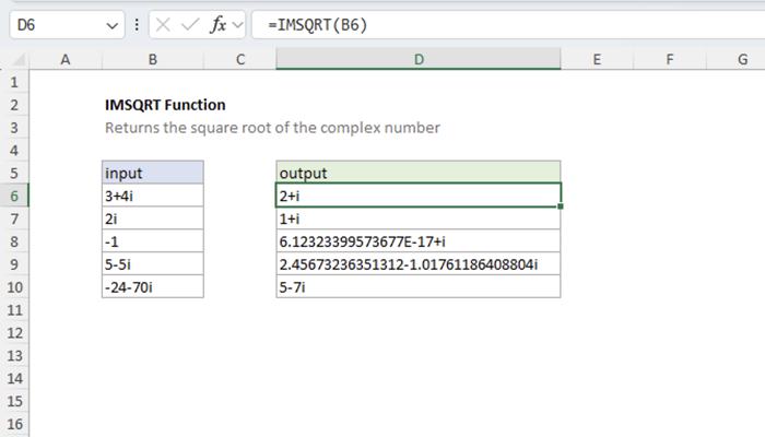 Excel IMSQRT function | Exceljet