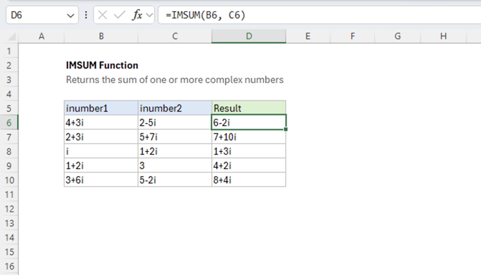 Excel IMSUM function | Exceljet