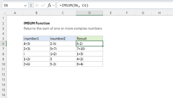 Excel IMSUM Function
