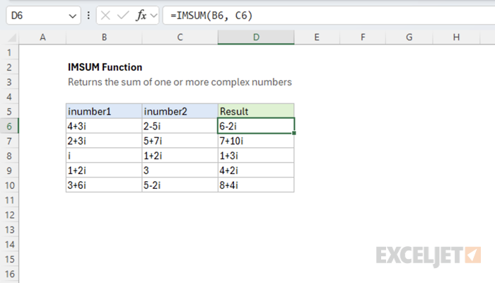 Excel IMSUM Function