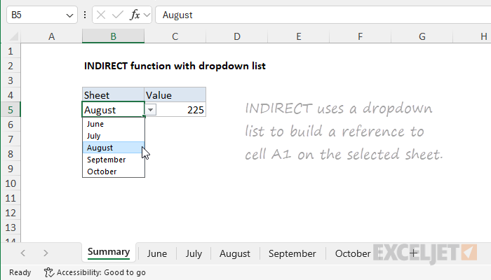 INDIRECT with a dropdown list to select sheet name