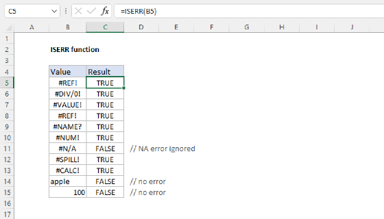 Excel ISERR Function