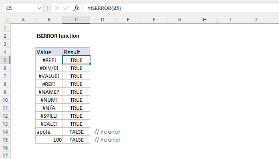 Excel ISERROR Function