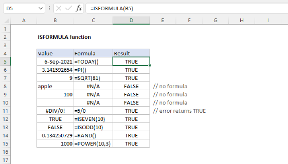 Excel ISFORMULA Function