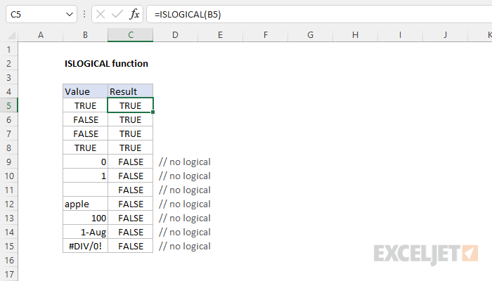 Excel ISLOGICAL Function
