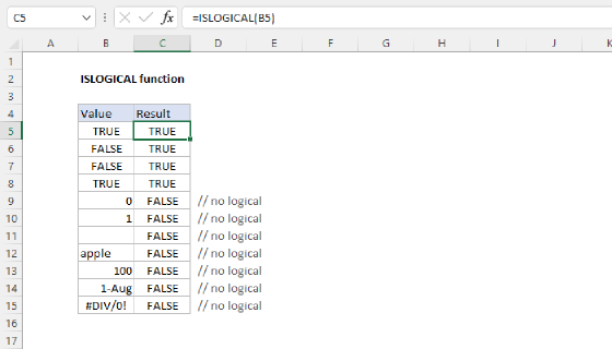 Excel ISLOGICAL Function