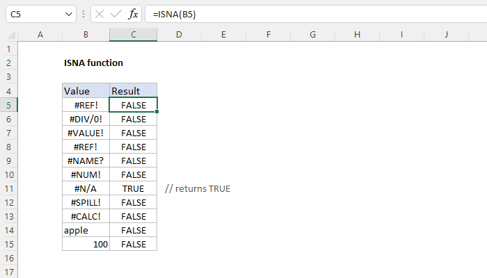 Excel ISNA function | Exceljet