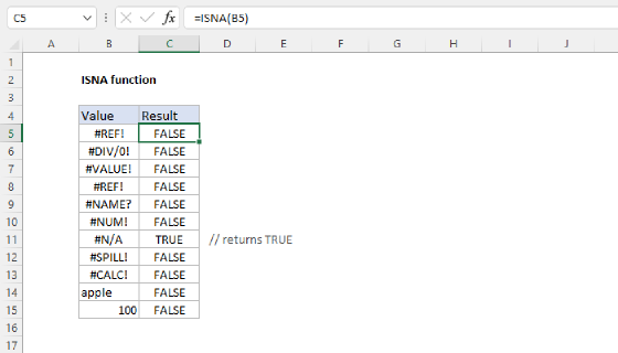 Excel ISNA Function