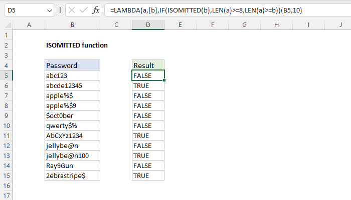 Excel ISOMITTED function | Exceljet