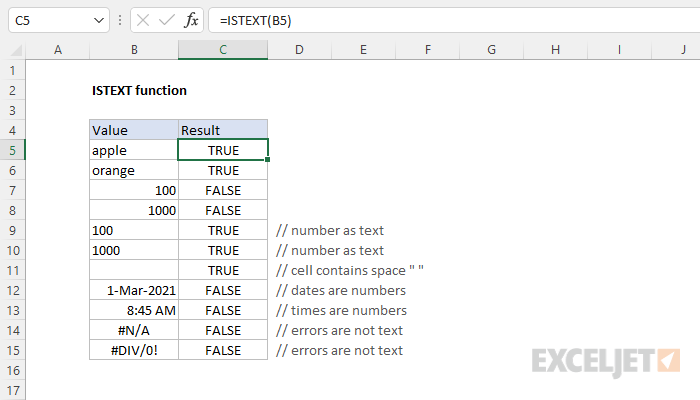 Excel ISTEXT Function