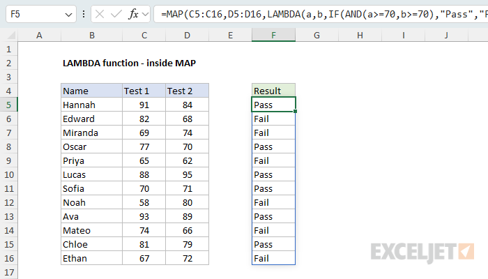 LAMBDA example - LAMBDA inside the MAP function