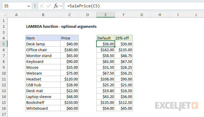 LAMBDA example - optional argument with ISOMITTED