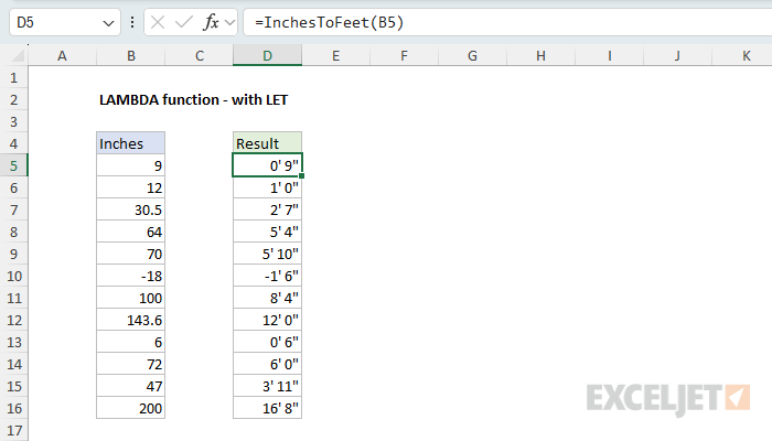 LAMBDA example - custom function based on LET