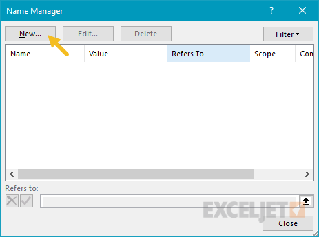 Click New in Name Manager