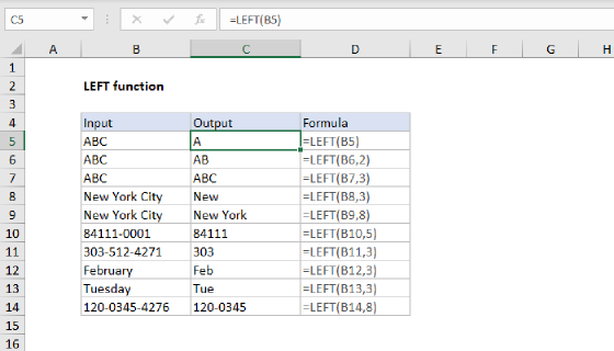Excel LEFT Function