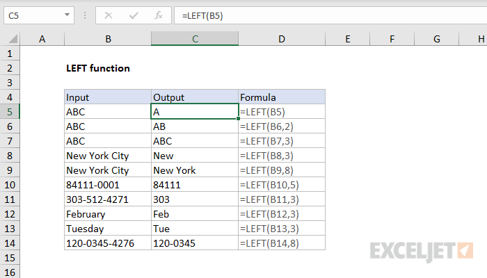 Excel LEFT Function