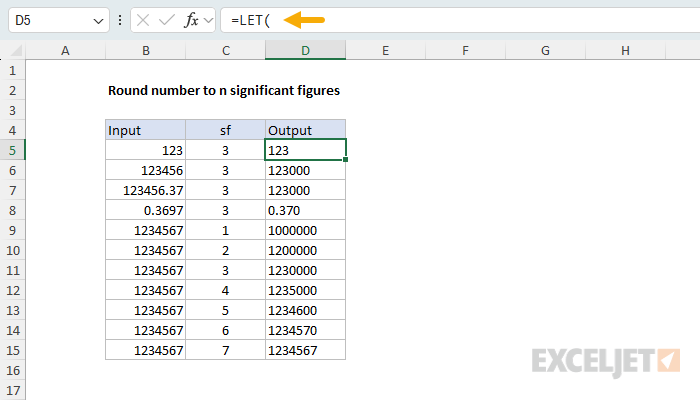 LET example - round a number to n significant figures