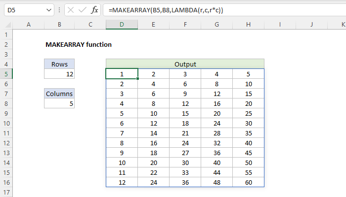 Excel MAKEARRAY function | Exceljet