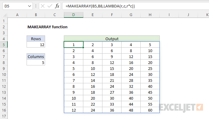 Excel MAKEARRAY Function