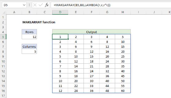Excel MAKEARRAY Function