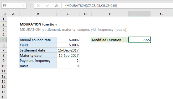 Excel MDURATION Function