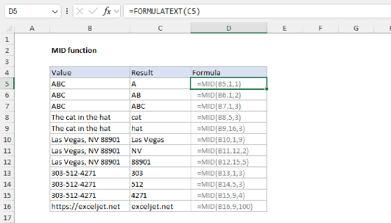 Excel MID Function