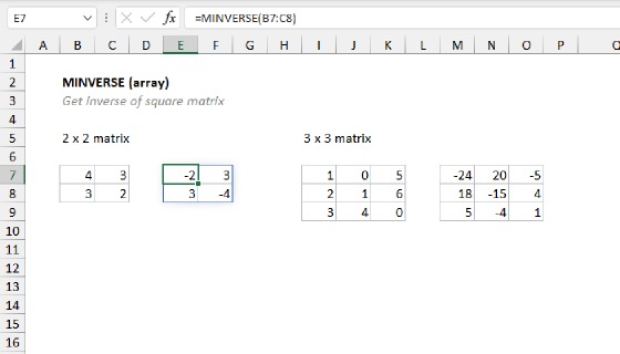Excel MINVERSE Function