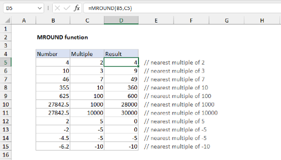 Excel MROUND Function