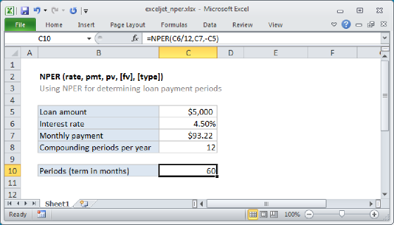 Excel NPER Function