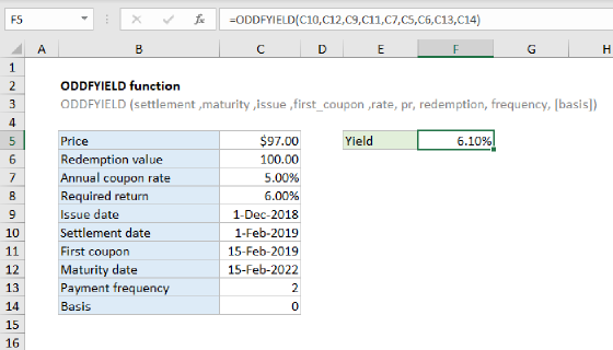 Excel ODDFYIELD Function
