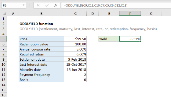 Excel ODDLYIELD Function