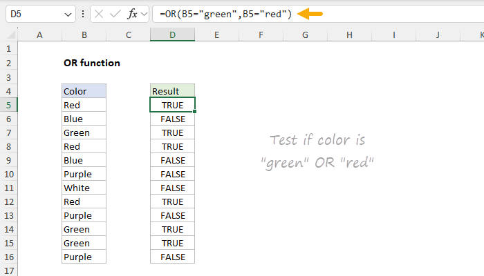 Excel OR function | Exceljet