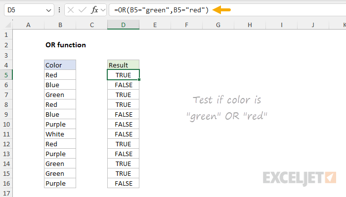 Excel OR Function