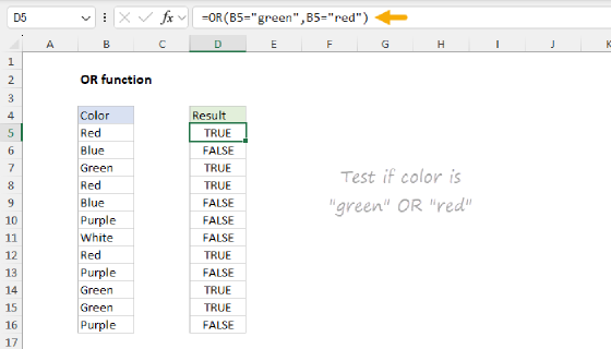 Excel OR Function