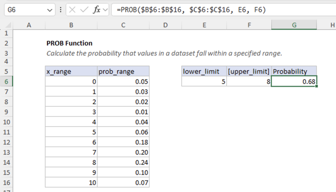 Excel PROB function | Exceljet
