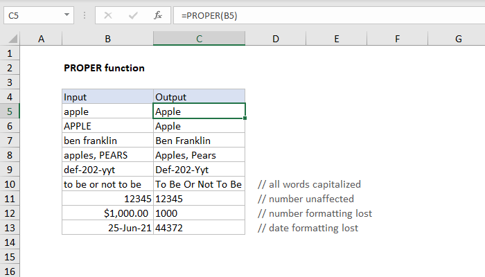 Excel PROPER function | Exceljet