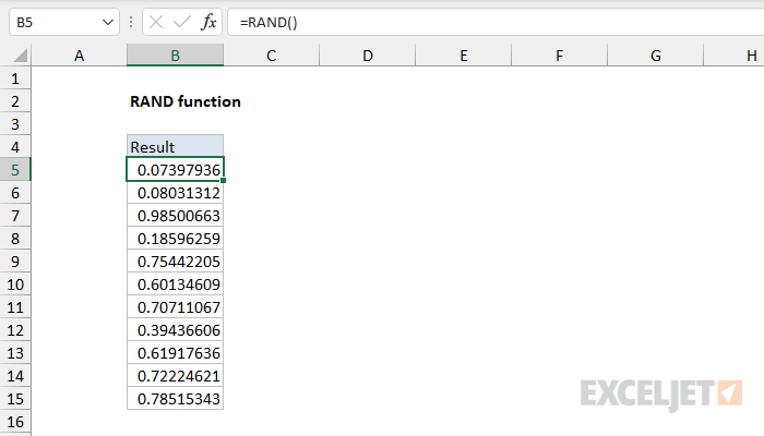 Excel RAND Function