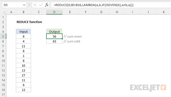 Excel REDUCE Function